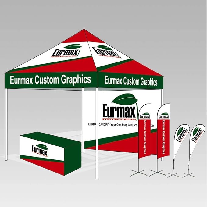 Eurmax USA 5'x5' Pop Up Canopy Tent Commercial Instant Canopies with Heavy Duty Roller Bag,Bonus 4 Sand Weights Bags (Grey)