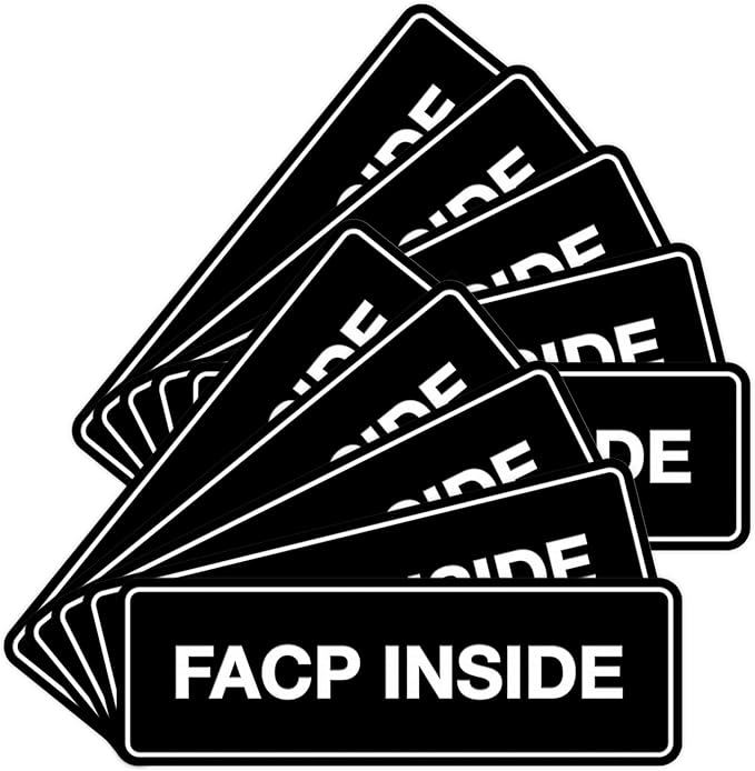Signs ByLITA Standard FACP Inside Sign | Fire Safety Signage (Black) - Small 10 Pack