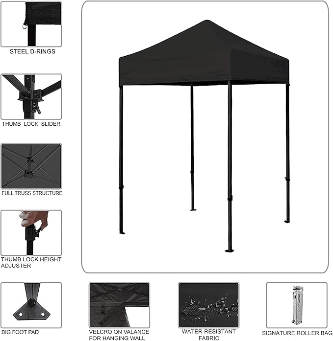Eurmax USA 5'x5' Pop Up Canopy Tent Commercial Instant Canopies with Heavy Duty Roller Bag,Bonus 4 Sand Weights Bags (White)
