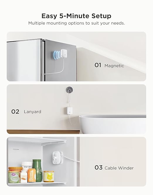 GoveeLife WiFi Refrigerator Thermometer with Alarm, Wireless Digital Freezer Temperature Gauge with App, 2 Years Free Data Export, for Home Kitchen Fridge Hot Tub 2 Pack（Only Support 2.4G Wi-Fi）