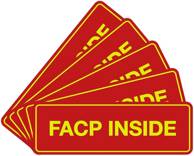 Signs ByLITA Standard FACP Inside Sign | Fire Safety Signage (Red/Yellow) - Medium 5 Pack