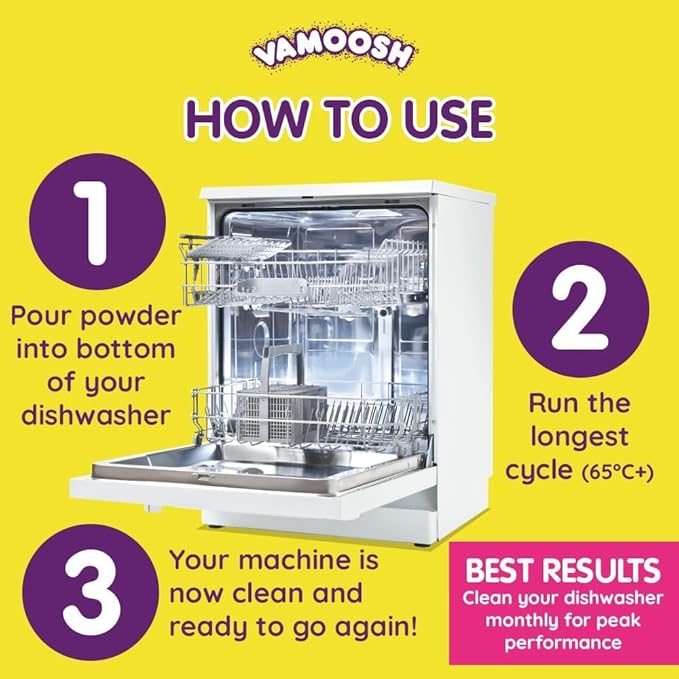 Vamoosh 6-in1 Dishwasher Cleaner | Deep Cleanse for Heavy-Duty Cleaning | Limescale Removal | Grease Elimination | Eco-Friendly | Hygienically Cleans | Environment Friendly | 100g (Pack of 4)