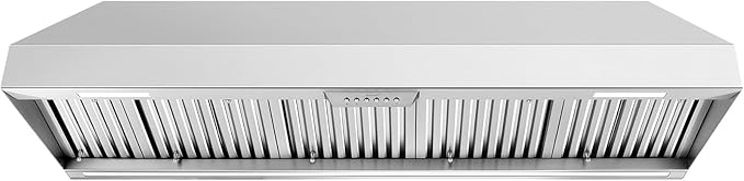 Akicon 60 Inch Range Hood Insert with Heater Sensor, 1200 CFM Ultra-Quiet Stainless Steel Ducted Vent Hood Insert with 4 Speed Fan, Dimmable LED Lights and Dishwasher Safe Filters