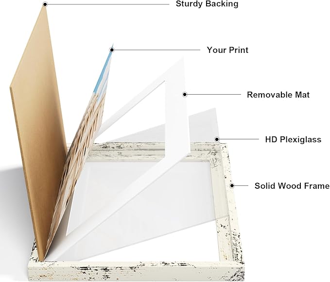 Vittanly 5x7 Picture Frame Set of 2, Solid Wood Frame for Wall or Tabletop, Display Photo 4x6 with Mat or 5x7 without Mat, Distressed White