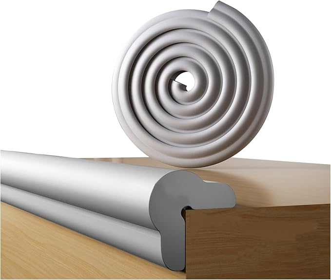 Foam Table Edge and Corner Guards for Baby,(6.5ft Edge 4Corners),Baby Proofing Soft Corner Protectors,Furniture and Tables Child Baby Proof Bumpers, Pre-Taped Corner Cushions (Grey)