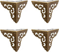 4Pcs Vintage Pure Brass Hollow Cloud Pattern Corner Protectors Antique Hardware Desk Edge Wooden Jewelry Gift Box Cabinet Three Sides Full Encase Corner Guard