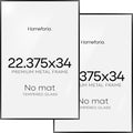 Homeforia 22.375x34 Black Puzzle Frame, High End Metal 22.375 x 34 Picture Frames without Mat, 34x22.375 Thin Poster Frame for Wall, 22.375 by 34 Puzzle Photo Frame, Tempered Glass, Wall Kit, Set of 2