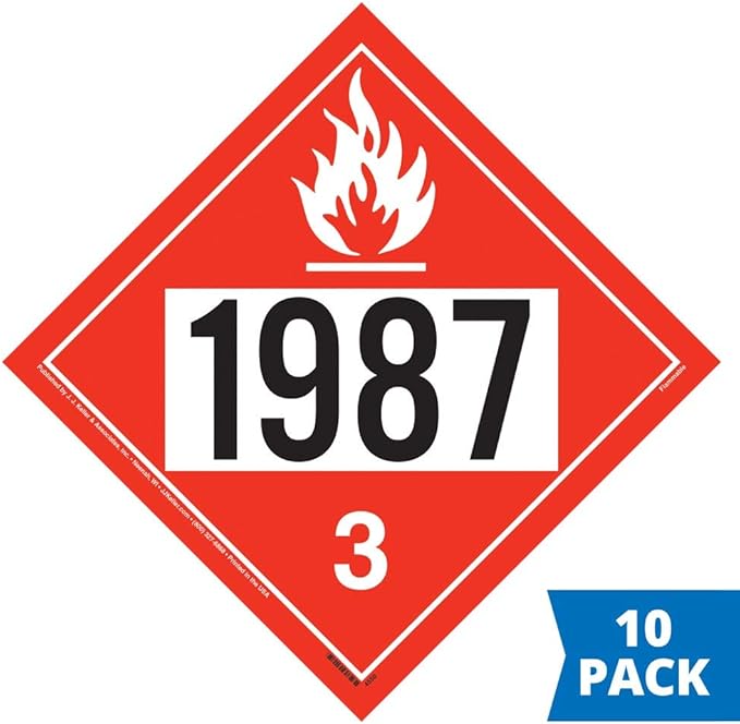 1987 Placard, Class 3 Flammable Liquid 10-pk. (10.75" x 10.75" Polycoated Tagboard) for Temporary Applications, DOT Hazmat Compliant, J. J. Keller & Associates, Inc.