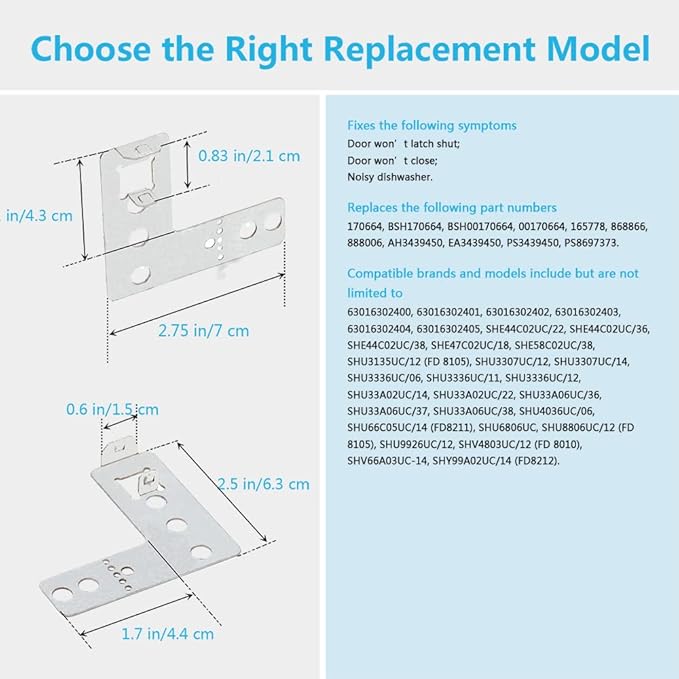 2 Pack Dishwasher Mounting Bracket 170664, Compatible with Bosch & Kenmore Elite, Replaces 00170664, BSH170664, BSH00170664