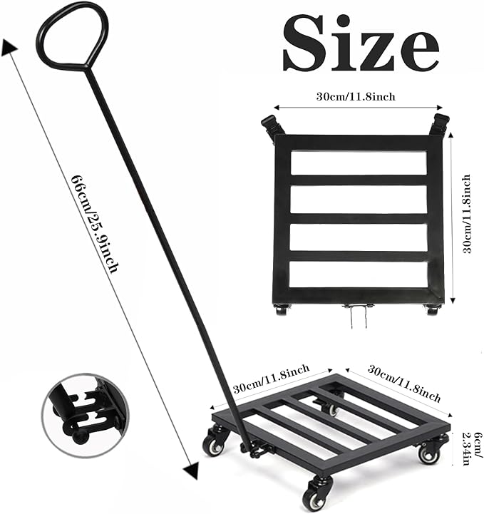 Heavy Duty Plant Caddy with Wheels 12Inch - 200lb Weight Capacity - Steel Rolling Plant Stand for Indoor and Outdoor Use - Lockable Wheels - Black