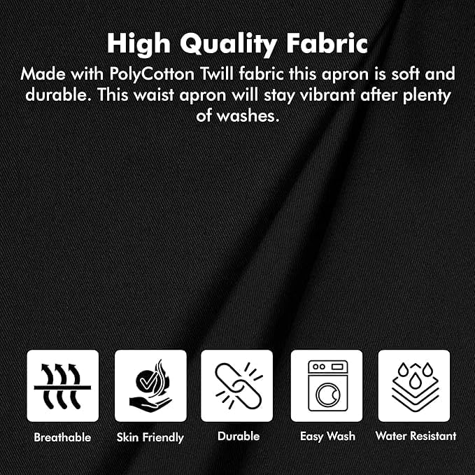 Dreamology Serving Apron for Waitresses,Waist Apron,Server Aprons with 3 Pockets,Short Waist Aprons For Women,Waitress Apron for Women and Men (2 Pack)