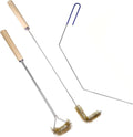 3 PCS Fryer Cleaning Tools with Deep Fryer Brass L-Shaped Brush, Deep Fryer Cleanout Rod, Long Handle Deep Basket Brush for Restaurants, Air Fryers, Deep Fat Fryers