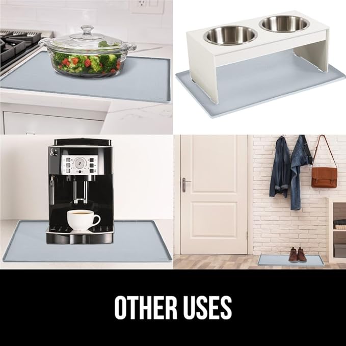 GORILLA GRIP Waterproof Silicone Under Sink Mat with Raised Lip for Kitchen and Bathroom, Cabinet Shelf Liner Stay in Place Mats Dishwasher Safe Drawer Liner, Organizer Tray, 15 x 22 in, Light Grey