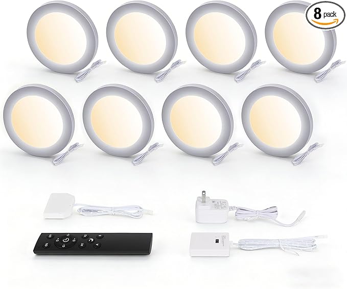 V4light Smart LED Puck Lights,Under Cabinet Lighting Kit with App, Voice, Remote & Hand Control, Works with Alexa & Google Home, Dimmable & Adjustable Color Temperature for Kitchen, Closet, Shelf