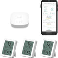 YoLink Indoor Thermometer Hygrometer 3-Pack YS8023 with LCD Comfort Display, Magnetic Mount for Kitchen Use, Max/Min Tracking, LoRa, 5-Year Battery, Alexa/IFTTT, Hub Included