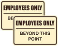 All Quality Classic Framed Employees Only Beyond This Point Wall or Door Sign | Easy to Install Business Signage - Medium (Ivory-Dark Brown) 2 Pack