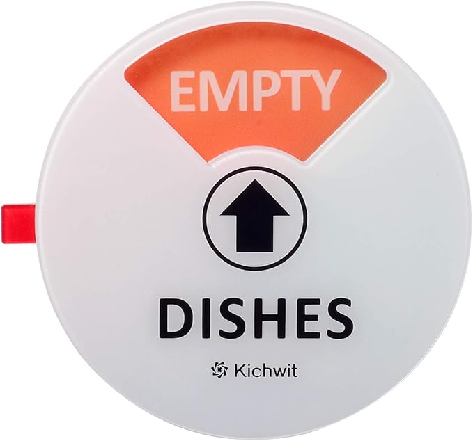 Kichwit Dishwasher Magnet Clean Dirty Sign Indicator with Running and Empty Options, Works on All Dishwashers, Non-Scratch Strong Magnetic Backing, Residue Free Adhesive Included, 4 Inch, White