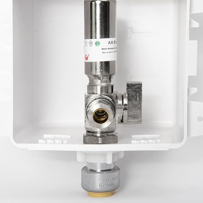 EFIELD Dishwasher Outlet Box, Push-fit Pre-Assembled,1/2-Inch Push-Fit Connection with Installed 1/4-Turn Stop Angle Valve, Stainless Steel Water Hammer Arrestor,(DW015)