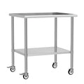 Stainless Steel Work Table with Wheels, 30x36 Inch NSF Kitchen Prep Table with Adjustable Undershelf for Commercial Restaurant, Garage, Outdoor BBQ