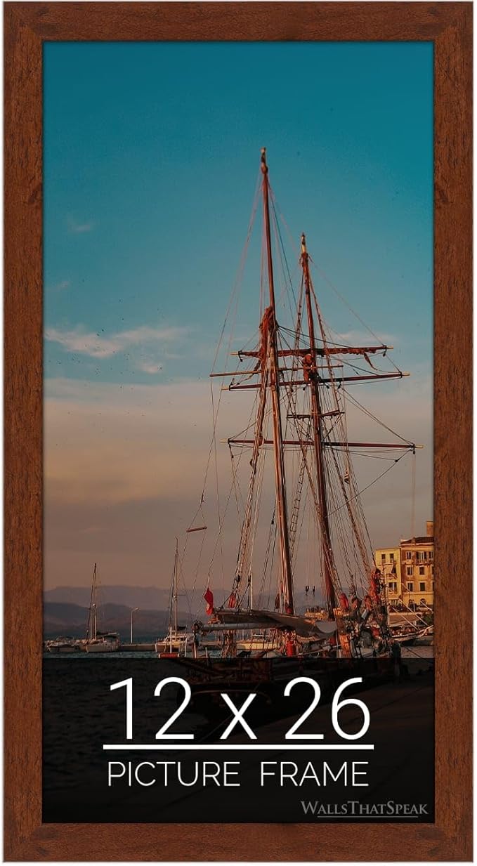 wallsthatspeak 12x26 Dark Walnut Rustic Pine Picture Frame for Puzzles Posters Photos or Artwork