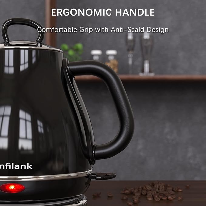 Electric Gooseneck Kettle, 1L 1500W Fast Boil, 100% Stainless Steel BPA Free Pour-Over Coffee & Tea Kettle, Water Boiler with Auto Shut & Boil-Dry Protection, Black