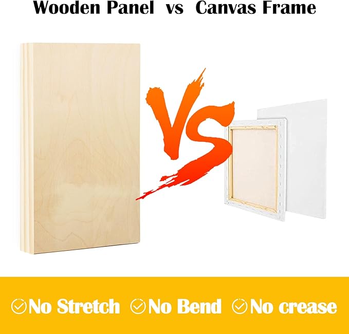 Falling in Art 2 Pack Unfinished Wooden Canvas Panels, 8x16 Gallery Birch Wood Panels Kit, 1 1/2" Deep Art Cradle Boards for Acrylic Painting, Pouring and Burning