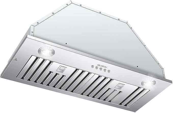 MCBON Range Hood Insert 30 inch, 600 CFM Vent Hood Insert, Ultra-quiet Range Hood Insert, Built In Kitchen Hood, Insert Range Hood, Stainless Steel range hood, IE71-30