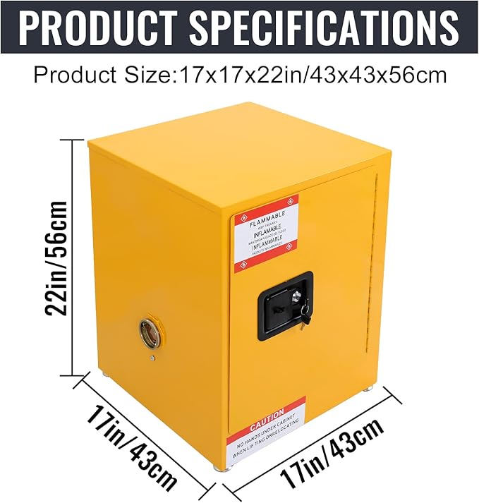 Flammable Storage Cabinet,17x17x22 Safety Cabinet,Explosion Proof Cabinet for Commercial Industrial and Home Use