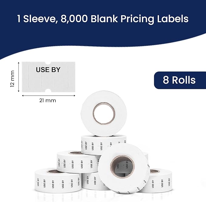 Perco USE by 1 Line Labels - 1 Sleeve, 8,000 "USE by Labels for Perco Lite, X, Plus and Pro 1 Line Date Guns