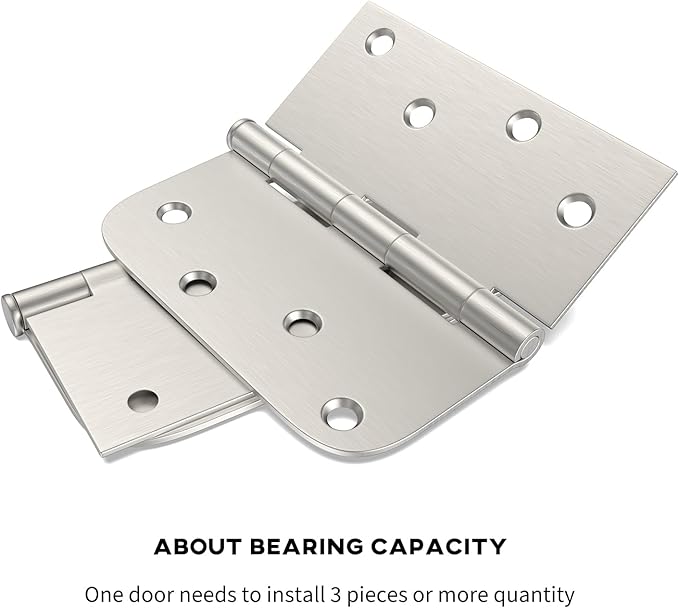 12 Pack goldenwarm Door Hinges Satin Nickel 4inch Interior Door Hinges with Square & Round Corners, Brushed Nickel Flat Butt Hinges Door Hardware