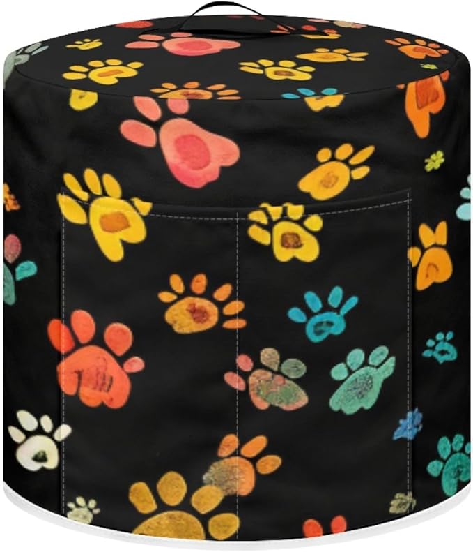 Dog Paw Prints Pressure Cooker Cover for Women Dust Protection Insulated Rice Cooker Cover Water Resistant Dust Cover with Pockets for Instant Pot 6 Quart Vintage Appliance Cover for Kitchen