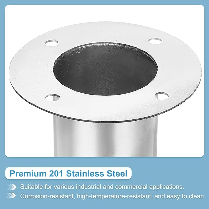 PATIKIL 2.5" Duct Connector Flange, Straight Pipe Exhaust Flange Stainless Steel Pipe Hose Duct Collar for Heating Cooling Ventilation HVAC System