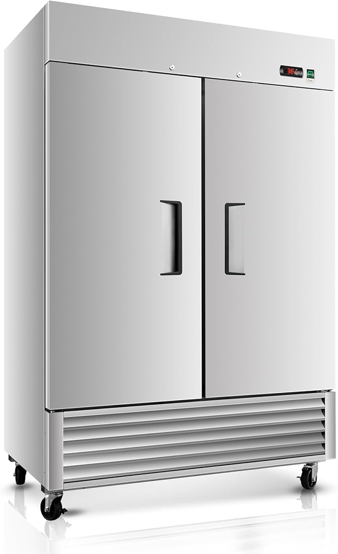 54" W Commercial Refrigerator 2 Door, 49 Cu.ft Commercial Fridge, Stainless Steel Reach-In Refrigerator Upright, ETL Approved for Restaurant, Bar, Shop