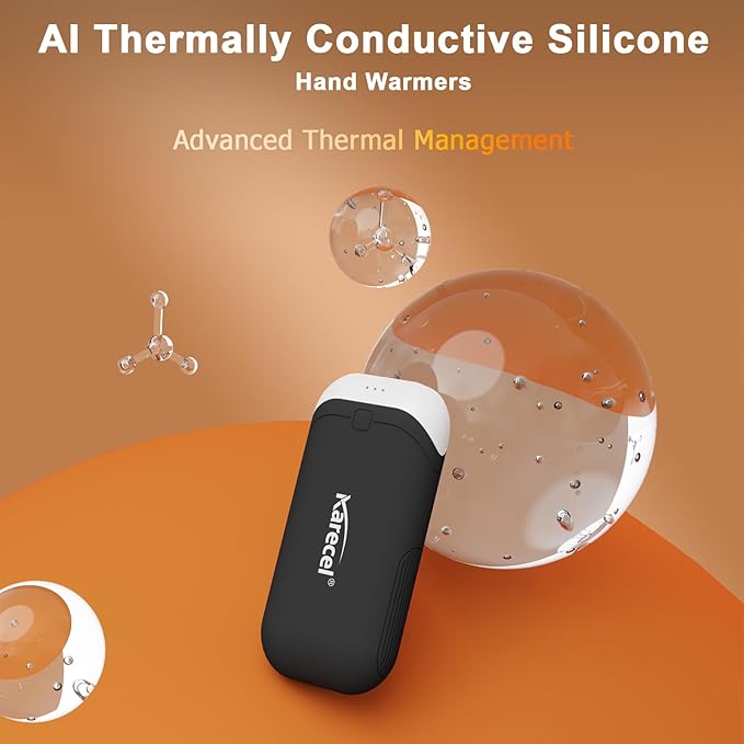 Karecel Heat-Conducting Silicone Rechargeable Hand Warmers 2 Pack, 10,000mAh Double-Sided Heating USB Electric Hand Warmers, Portable Pocket Heated Handwarmers, Hunting Essentials, Men Women Gifts