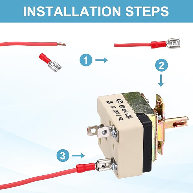 MECCANIXITY Temperature Control Switch 250V, 16A 30-85°C Capillary Thermostat Temperature Control Switch for Ovens Fryers Refrigerator Heaters