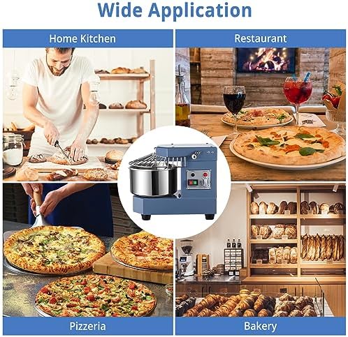Commercial Dough Mixer, Garvee 8 QT Food Mixer 450W Dual Rotating Dough Kneading Machine with Stainless Steel Bowl, Stand Mixer with Safety Shield, 110V for Restaurant, Bakeries, Pizzeria