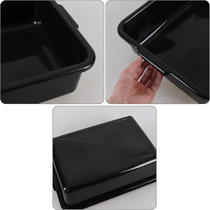 12-pack 13 Liters Plastic Bus Tubs, Commercial Bus Tray Box Wash Basin Tub, Black Dish Washing Pans