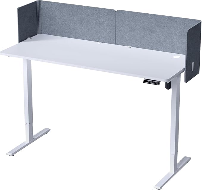 Desk Privacy Panel,2PCS L-Shaped Clamp-On Office Desk Divider,2-in-1 Adjustable Acoustic Desktop Partition Or Under Desk Modesty Screen,for Office,Home,Felt (Grey, 39.4" x 15.7")