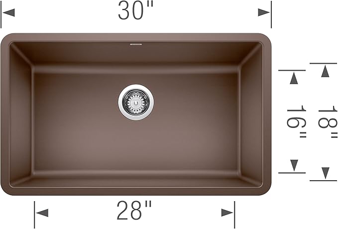BLANCO Precis 30in. Single Bowl Kitchen Sink, Café