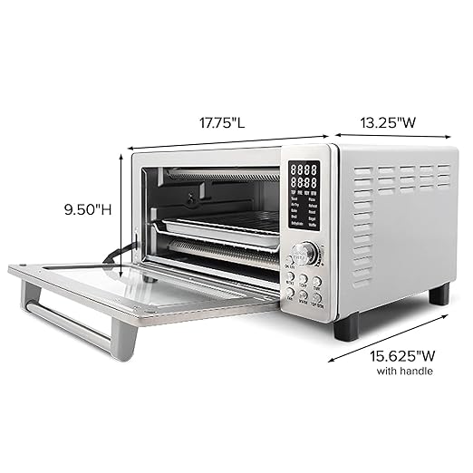 Nuwave Bravo Air Fryer Toaster Smart Oven, 10-in-1 Countertop Convection, 1800 Watts, 21-Qt Capacity, 50°-450°F Temp Controls, Top and Bottom Heater Adjustments 0%-100%, PFAS Free, Stainless Steel