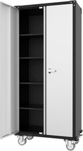 GarveeHome Metal Storage Cabinet on Wheels 72 in – Lockable Rolling Storage with 4 Adjustable Shelves | Heavy-Duty Metal Organizer for Garage, Home & Office