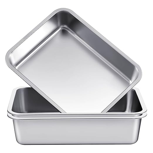 2 Pack Stainless Steel Commercial Bus Tubs Food Grade Meat Processing Tubs Lug Wash Basin Tote Box for Dishwashing, Kitchen, Restaurant, Utility (32 L)