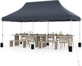 Tangkula 10x20 Ft Pop Up Canopy, Instant Setup Tent with 6 Sandbags, 12 Stakes & 6 Ropes, UPF 50+ Portable Outdoor Canopy Tent with Carrying Bag for Camp, Beach, Patio (Black)