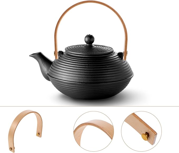 Kichvoe Wooden Teapot Handle Replacement Set 2 Pieces Heat-Resistant Beech Wood Kettle Carry Handles 4.7 X 3.5 Inches Compatible with Ceramic and Metal Teapots for Kitchen and Home Use
