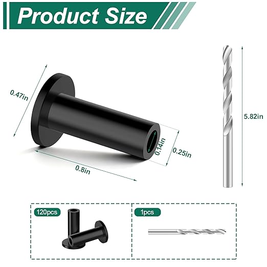 120 Packs Cable Railing Protector Sleeves Stainless Steel Protective Sleeves Deck Cable Railing Hardware Kit Invisible Cable Sleeves for 1/8" Cable Railing System for Wood Composite Posts