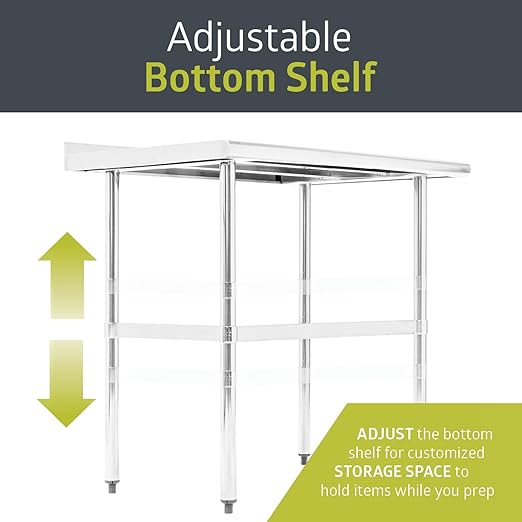 Pearington NSF Certified Stainless Steel Kitchen Prep and Work Table, Commercial Work Table for Restaurant and Home, 48" x 24", Stainless Steel