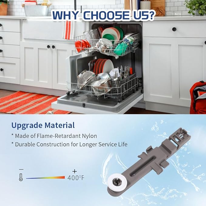 [Upgraded] W10571738 Dishwasher Upper Dishrack Adjuster and Wheel Assembly fit for Maytag/Whirlpool Dishwashers, Replace WPW10571738, 3449627, AP6023130, PS11756470