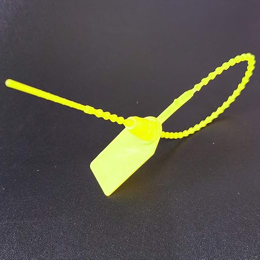 250mm Pull-Tite Plastic Security Seals Shipping Tags Disposable Signage Numbered(Package of 100) (Yellow)