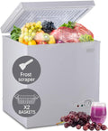 7.0 Cu.Ft Chest Freezer 7 Gears Temperature Control(-4°F to 6.8°F), Deep Compact Freezer with A Removable Basket, for House, Kitchen, Garage, Basement, Shop, White