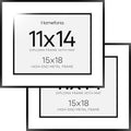 Homeforia 15x18 Diploma Frame Black, High End Metal 15 x 18 Black Certificate Frame with Mat 11 x 14, 18x15 Document Frame Matted to 11x14, Graduation Degree Frames, Tempered Glass, Wall Kit, Set of 2